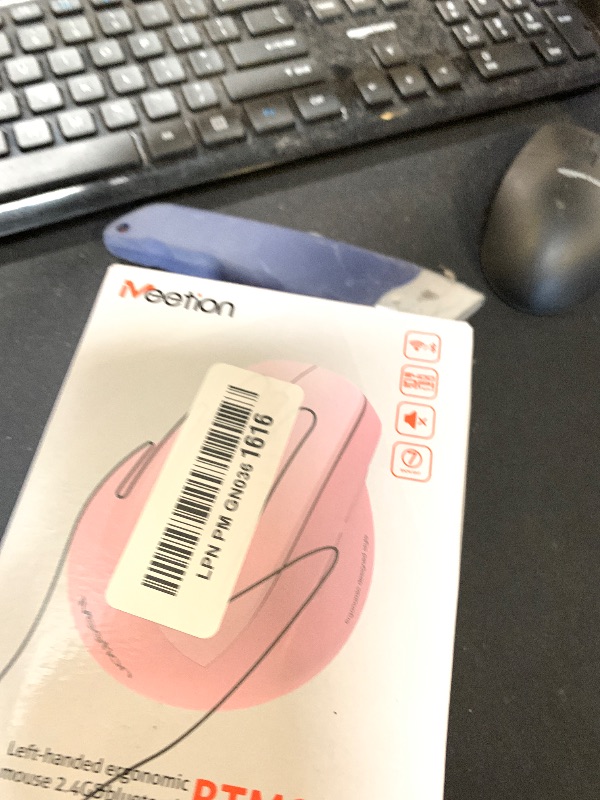 Photo 1 of MEETION Left-Handed Mouse, Ergonomic Mouse Wireless Vertical Mouse, RGB Rechargeable Mice for Bluetooth(5.2 + 3.0) & USB, 4 Adjustable DPI for Mac/Windows/PC/Tablet/iPad Pink