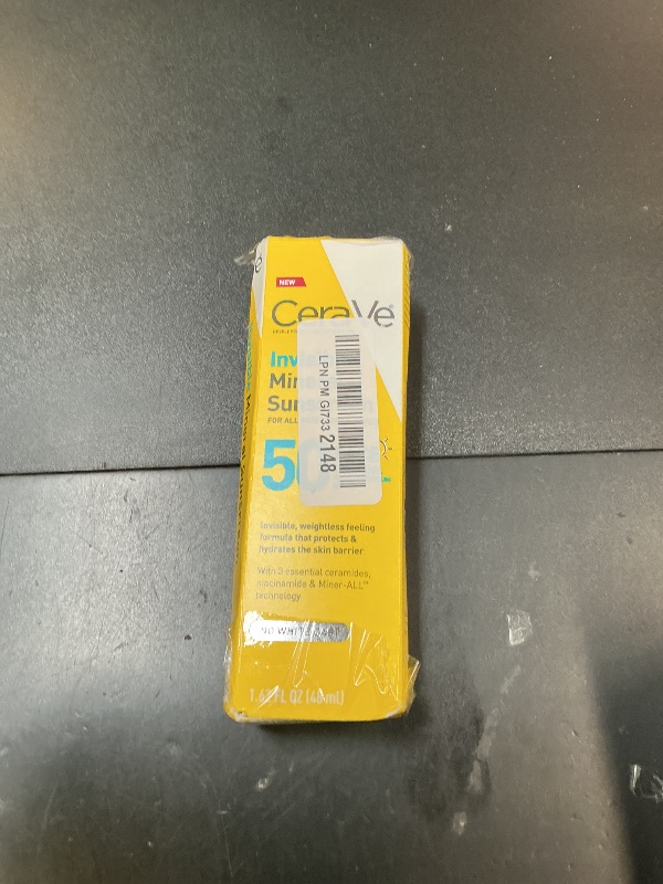 Photo 1 of CeraVe Invisible Mineral Sunscreen SPF 50, Face Sunscreen for Sensitive Skin With Zinc Oxide & Titanium Dioxide, Vitamin E + Niacinamide + Ceramides, Oil Free, Travel Size 1.62 oz