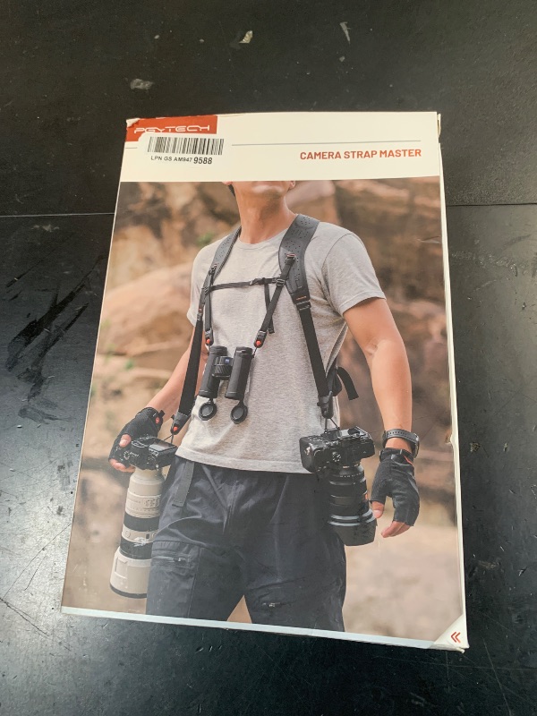 Photo 1 of PGYTECH Camera Strap Master, Dual Shoulder Harness for 3 Cameras, 60mm Leather Ergonomic Shoulder Pad, Adjustable Camera Harness for Professional Photographers, DSLR/Mirrorless Camera Straps, Black