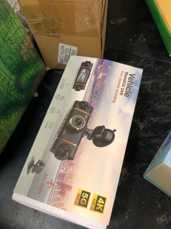 Photo 1 of XYGCACO 4 Channel 360° Dash Cam Front Rear Inside and Left Right, 4K+1080P*3 FHD Car Camera, 5GHz WiFi and App Control, 24H Parking Mode, 8 IR Lamps Night Vision, Includes 64GB SD Card, Black