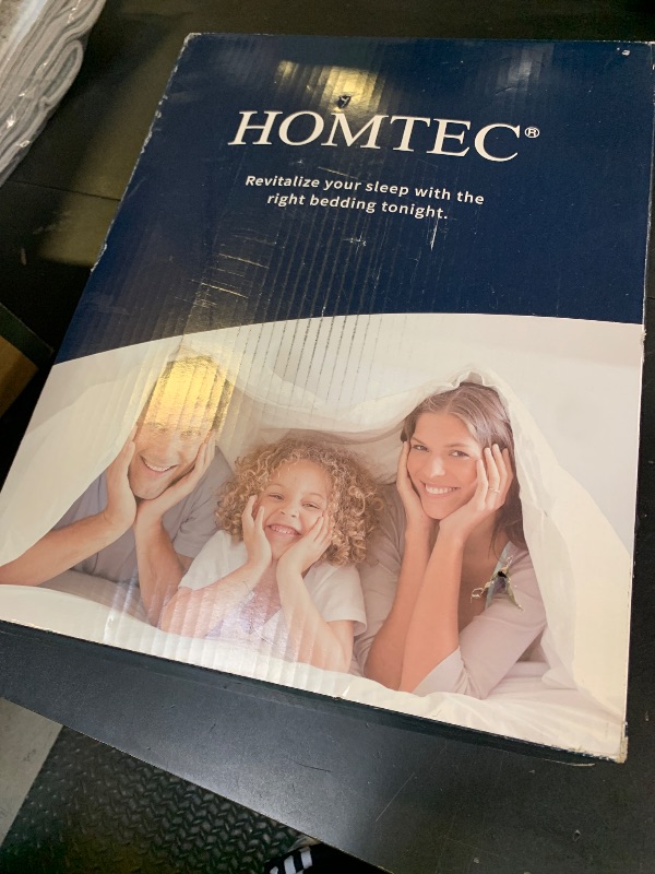 Photo 1 of HOMTEC Queen Size Duvet Insert - All Season 100% Cotton Shell Comforter - Quilted Fluffy Down Alternative Duvet Insert - Light Gray - Soft Breathable & Lightweight with 4 Corner Tabs