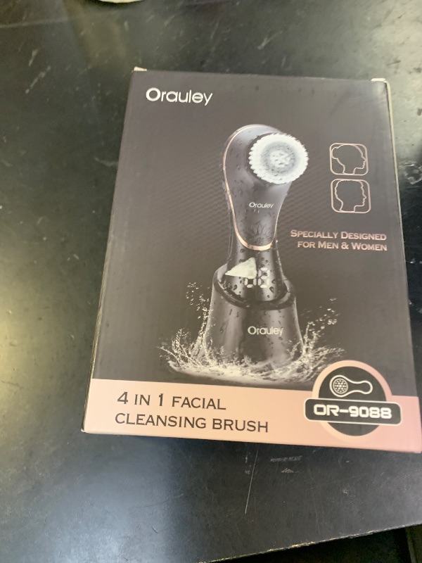Photo 1 of Facial Cleansing Brush, Electric Face Scrubber Rechargeable Exfoliator IPX-7 Waterproof Rotating Cleanser for Exfoliating, Massaging and Deep Cleansing for Women & Men with 4 Brush Heads Black