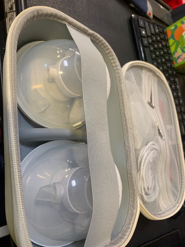 Photo 1 of Momcozy M5 Smart APP Controlled Wearable Breast Pump, Hands-Free Wireless Electric Pump, 3 Modes 9 Suction Levels, BPA-Free, Portable Lightweight, 24mm Flange, 2-Pack Quill Gray
