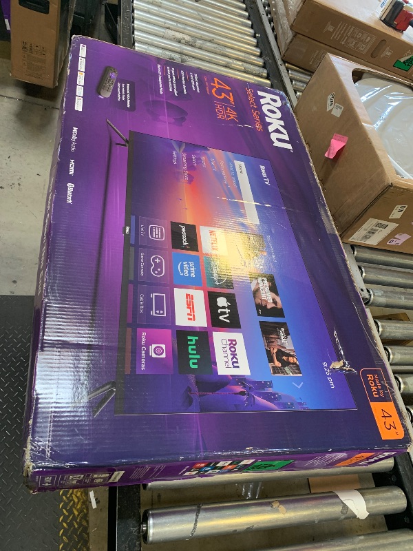 Photo 1 of Roku Smart TV – 43-Inch Select Series, 4K HDR TV – RokuTV with Enhanced Voice Remote – Flat Screen LED Television with Wi-Fi for Streaming Live Local News, Sports, Family Entertainment