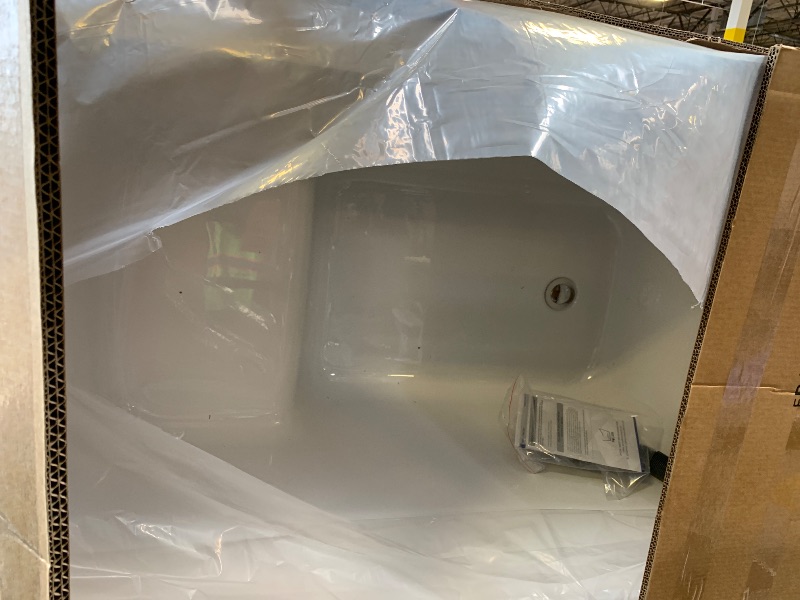 Photo 1 of 47" Lucite Acrylic Freestanding Bathtub?Square Shape Japanese Soaking Tub with Seat Desgin,Toe-tap Chrome Right Drain, Slotted Overflow, cUPC Certified,Glossy White

