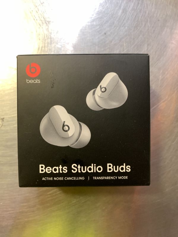 Photo 1 of Beats Studio Buds - True Wireless Noise Cancelling Earbuds - Compatible with Apple & Android, Built-in Microphone, IPX4 Rating, Sweat Resistant Earphones, Class 1 Bluetooth Headphones - Moon Gray