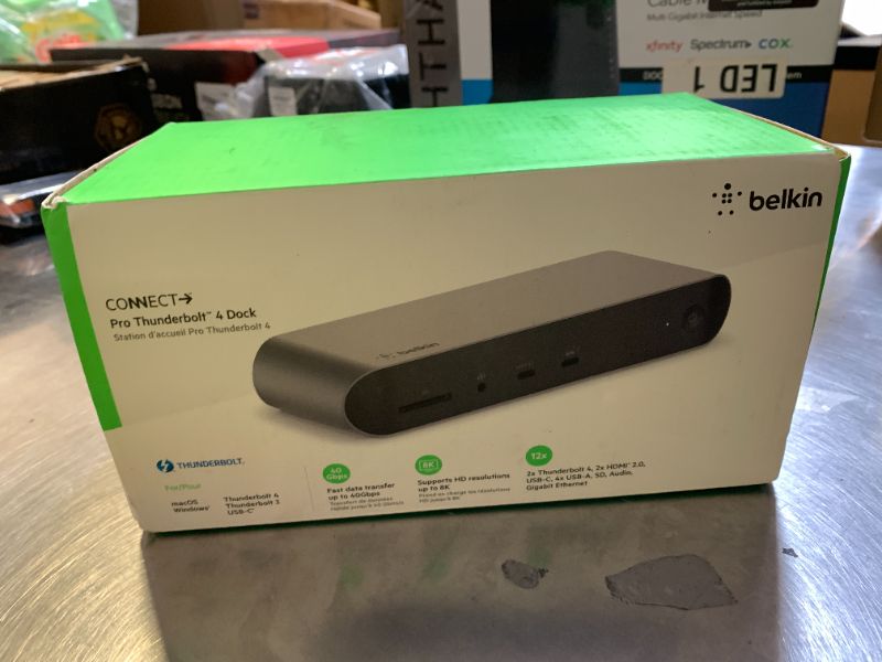 Photo 1 of Belkin Thunderbolt 4 Docking Station with 90W Power Delivery for MacBook & Windows - 8K/Dual 4K Display, Thunderbolt 4 Cable, HDMI, Ethernet, SD & Audio Ports, Gray