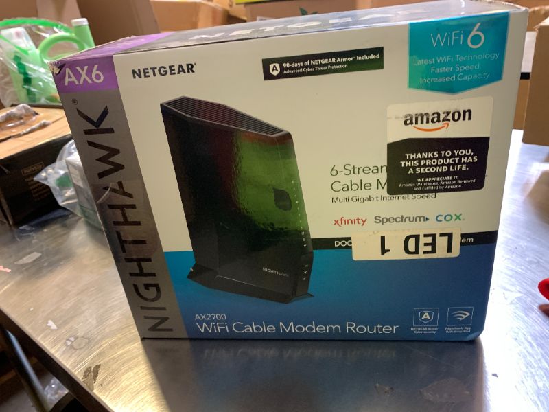 Photo 1 of NETGEAR Nighthawk Modem Router Combo (CAX30S) DOCSIS 3.1 Cable Modem and WiFi 6 Router - AX2700 6.0 Gbps - Compatible with Xfinity, Spectrum, Cox, and More - Gigabit Wireless Internet - NETGEAR Armor