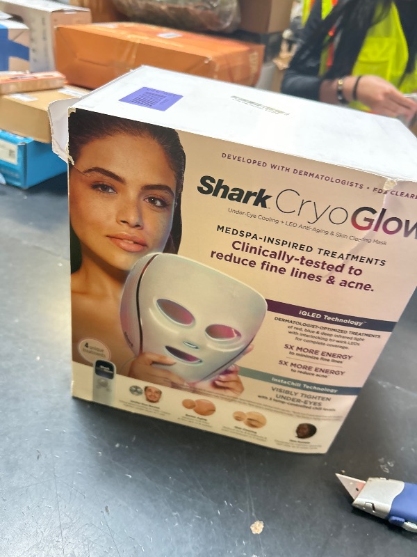 Photo 1 of Shark CryoGlow LED Face Mask with Under-Eye Cooling, Anti-Ageing & Blemish Repair, Red & Blue LED, Infrared Light Therapy, USB-C, Remote Control, Storage Bag, Blue Frost, FW312