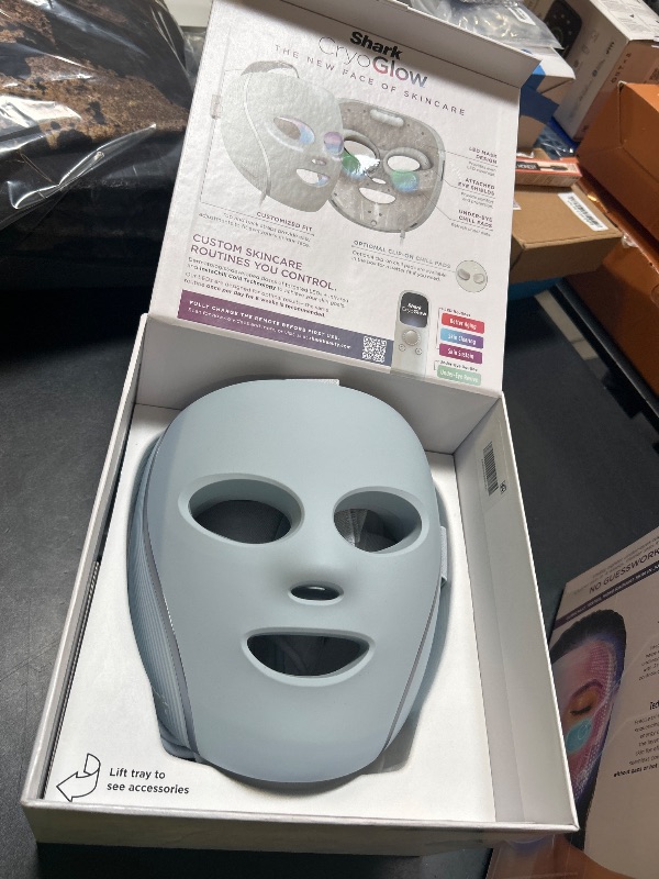 Photo 1 of Shark CryoGlow LED Face Mask with Under-Eye Cooling, Anti-Ageing & Blemish Repair, Red & Blue LED, Infrared Light Therapy, USB-C, Remote Control, Storage Bag, Blue Frost, FW312