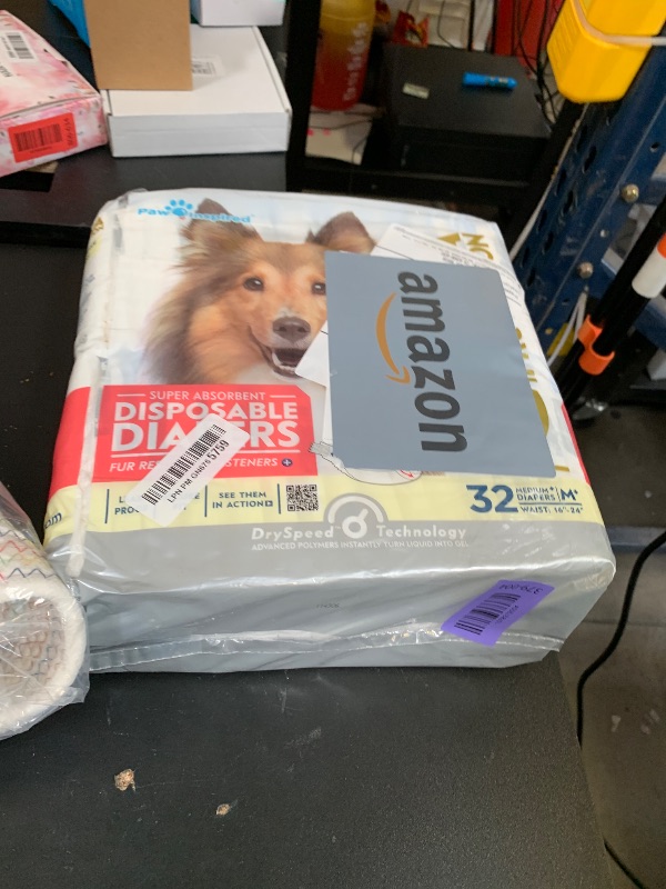 Photo 1 of Paw Inspired 32ct Disposable Dog Diapers | Female Dog Diapers Ultra Protection | Diapers for Dogs in Heat, Excitable Urination, or Incontinence (Medium Plus)