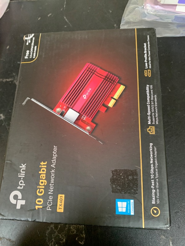 Photo 1 of TP-Link 10GB PCIe Network Card (TX401)-PCIe to 10 Gigabit Ethernet Adapter,Supports Windows 11/10/8.1/8/7, Servers 2019/2016/2012 R2, and Linux, Including a CAT6A Cable