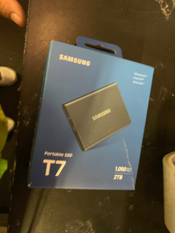 Photo 1 of Samsung T7 Portable SSD, 2TB External Solid State Drive, Speeds Up to 1,050MB/s, USB 3.2 Gen 2, Reliable Storage for Gaming, Students, Professionals, MU-PC2T0T/AM, Gray