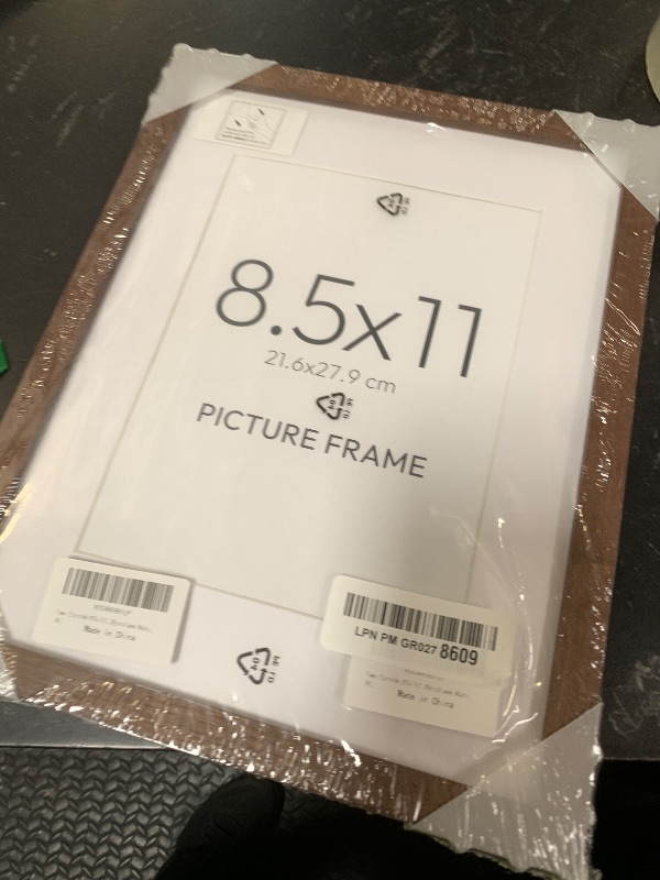 View 2 of Marsmiles 8.5x11 Wooden Picture Frame, USA-Sourced Natural Oak Solid Wood Photo Frame with Plexiglass for Display Pictures 6x8 with Mat or 8.5x11 without Mat, Walnut, 1 Pack