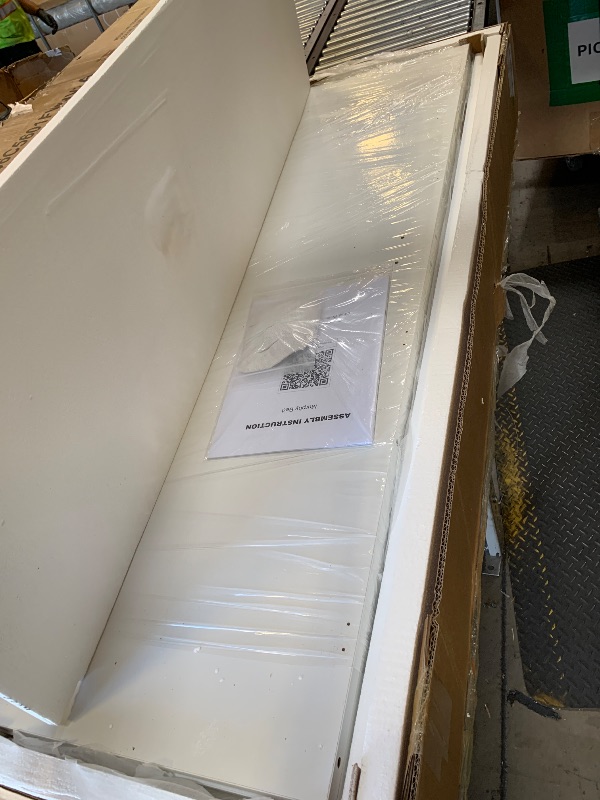 Photo 1 of KCGKCG Full Size Murphy Bed with Storage & Charging Station, Murphy Cabinet Bed with Drawer for Guest Bedroom, Living Room, Office or Small Room, Full Foldable Platform Bed (White, Full) (box 1 of 2 partial set)