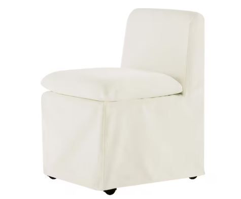 Photo 1 of Thomas Beige Neutral Fabric Seat Removable Slipcover Easy-Clean Armless Dining Chair Set of 2

