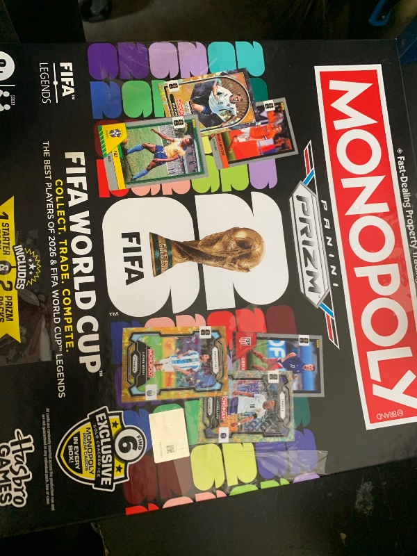 Photo 1 of Monopoly Panini Prizm: FIFA World Cup Game I Soccer Board Game with Monopoly Panini Prizm FIFA World Cup 2026 Trading Cards I Ages 8+