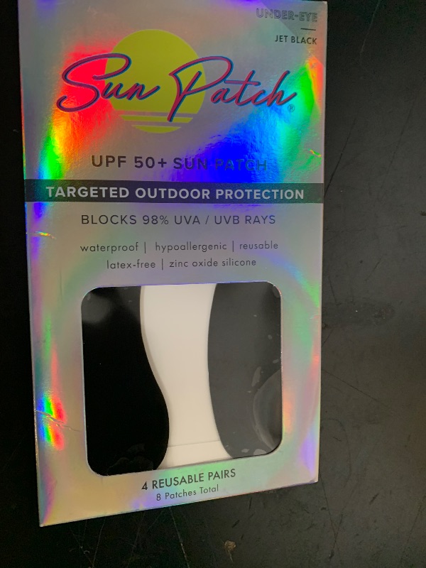 Photo 1 of Sun Patch, Hypoallergenic Sun-Screen Under Eye Patches, 100% Silicone UPF-50 UV Protection, Reusable, 1 Pack/4 Pairs, Black