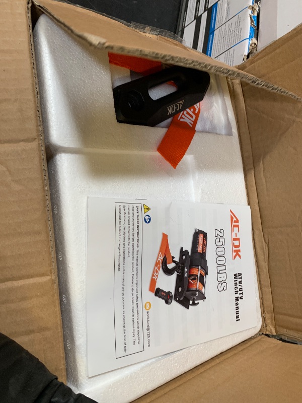 View 3 of AC-DK 2500 lb ATV/UTV Winch Kit, 12V Electric Winch with Synthetic Rope, Wireless & Wired Remote, Mounting Plate for Off-Road Trailer, Boat, RV Towing