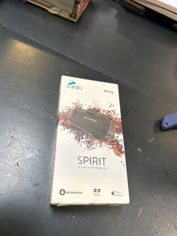 Photo 1 of Cardo Systems Spirit Motorcycle Bluetooth Communication Headset, 2-Way Bluetooth, Thin 32mm Speakers, Waterproof, Universal Connectivity - Single Pack