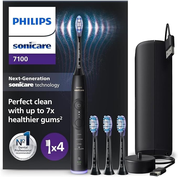 Photo 1 of Philips Sonicare 7100 Electric Toothbrush, Sonic Toothbrush with App, 4 Brushing Modes and 3 Intensity Levels, Pressure Alert, EasyStart, SmarTimer, Navy Blue, Model HX7421/08 [New Technology]