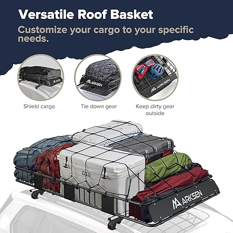 Photo 1 of ARKSEN 84 x 50 x 6 Inch Universal Extra Wide 150LB Heavy Duty Roof Rack Cargo with Extension Car Top Luggage Holder Carrier Basket for SUV, Truck, & Car Steel Construction