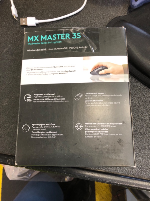 Photo 1 of Logitech MX Master 3S Wireless Mouse Standard Edition with Logi Bolt USB Receiver, Ultra-Fast Scrolling, Ergo, 8K DPI, Track on Glass, Quiet Clicks, USB-C, Bluetooth, Windows, Linux, Chrome - Graphite