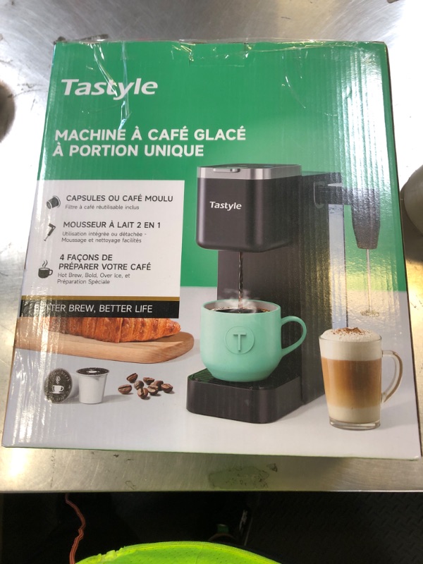 Photo 1 of Tastyle 330MF Single Serve Coffee Maker with Built-in Detachable Milk Frother, Iced and Hot Coffee Machine for K Cup & Grounds, 40oz Removable Water Reservoir, 6 Cup Sizes, Fits 7.3" Travel Mug, Black