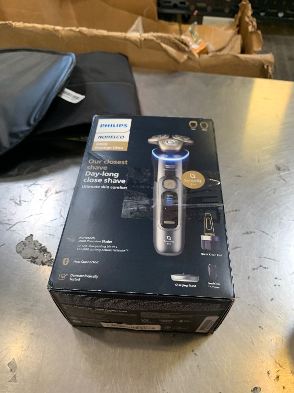View 3 of Philips Norelco Shaver i9000 Prestige Ultra, Wet & Dry Electric Shaver, Dark Slate, SenseIQ Pro Technology, Triple Lift & Cut System, 360 Rotating NanoTech Precision Blades, Quick Clean Pod, XP9402/86