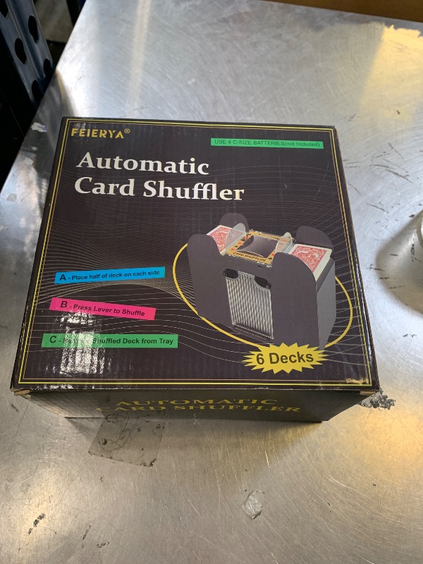 Photo 1 of FEIERYA Automatic Card Shuffler 6 Deck,Battery-Operated Electric UNO Poker Shuffler,Playing Card Shuffler for Home Card Game,Travel