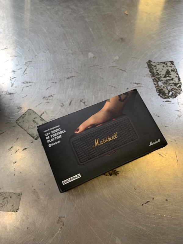 Photo 1 of Marshall Emberton III Portable Bluetooth Speaker - Rugged Waterproof/Dust-Proof Design | Loud Stereo Sound, Deep Bass | Compact and Wireless for Travel and Outdoors - Black and Brass
