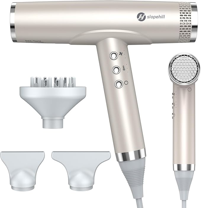Photo 1 of slopehill Professional Hair Dryer with Diffuser, Ionic Hair Dryer,Lightweight Compact Powerful & Fast Salon Blow Dryer with High Speed Brushless Motor, Travel Hairdryer, Women & Men (Ceramic, Stone)