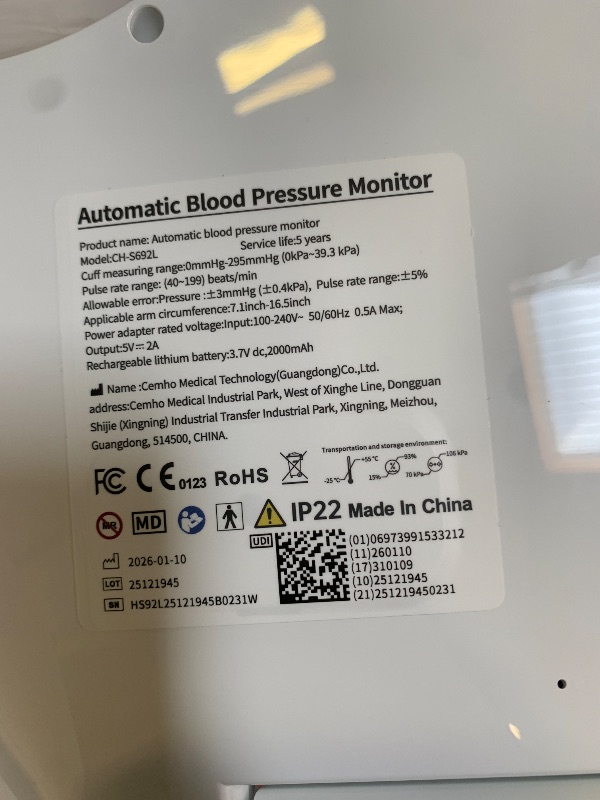 Photo 1 of CAVN Blood Pressure Monitor, One-Touch Barrel-Type Upper Arm Blood Pressure Monitors for Home Use, No-Wrap Auto-Fit Design, Fits Arms 7.1"-16.5", 3-Color Backlight, 2 Users 2×99 Memory