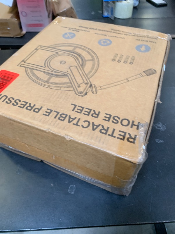 Photo 1 of PWACCS Retractable Pressure Washer Hose Reel, Heavy Duty Power Washer Hose Reel 1/4" x 60ft, High Pressure Reel Auto Rewind, Wall/Floor Mounted, 3600 PSI
