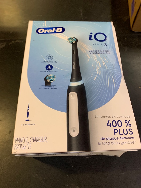 Photo 1 of Oral-B Rechargeable Electric Toothbrush, iO3 Clean & Protect, 3 Cleaning Modes, Visual Pressure Sensor to Protect Gum, Black