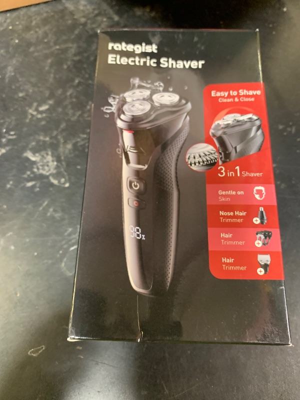 Photo 1 of rategist 3-in-1 Electric Razor for Men, Cordless Shaver with Nose Hair & Sideburn Trimmer, IPX7 Waterproof, Turbo Speed for Precision Grooming and Travel