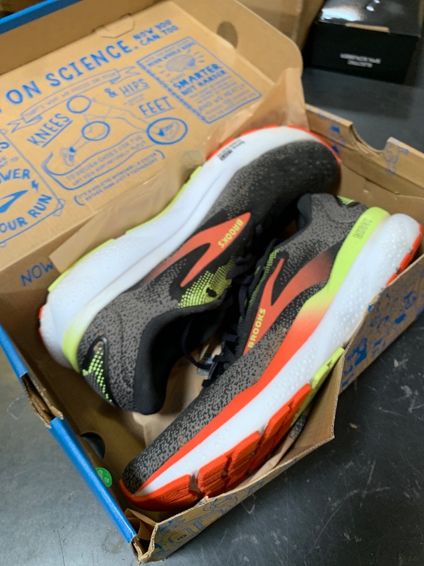 Photo 1 of Brooks Men’s Ghost 16 Neutral Running Shoe - Black/Mandarin Red/Green - 10 Medium