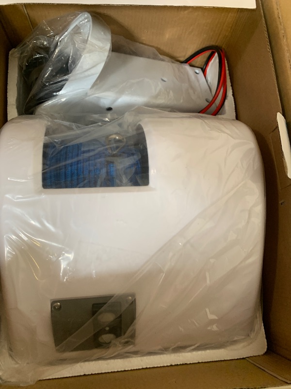 Photo 1 of Electric Anchor Winch, 25LBS Marine Electric Windlass with Remote Control 12V Saltwater Boat Windlass Kit with 100-feet Pre-Wound Anchor Rope?White