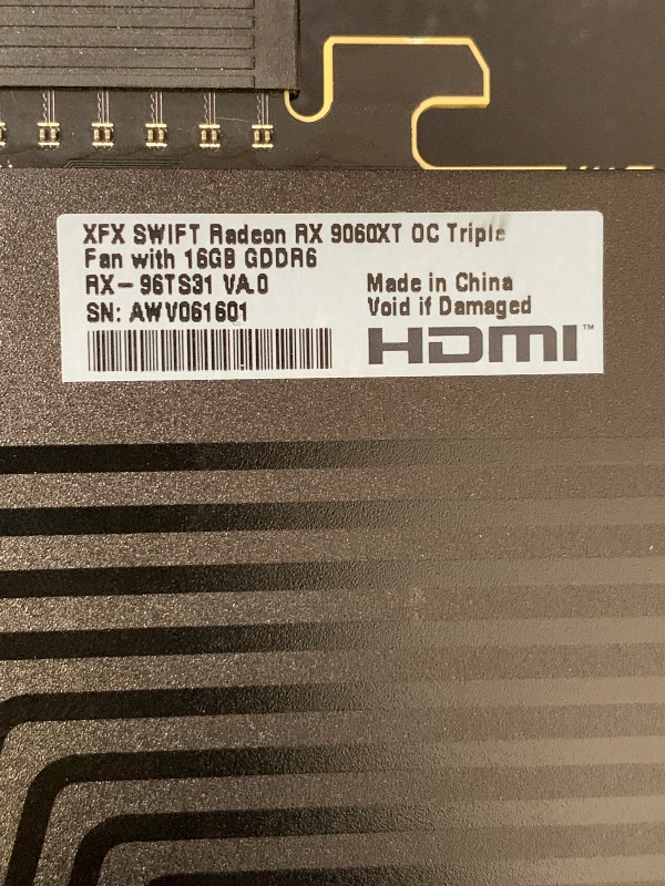 Photo 1 of XFX Swift AMD Radeon RX 9060 XT OC Triple Fan Gaming Edition with 16GB GDDR6 HDMI 2xDP, RDNA 4 RX-96TS316B7, Graphics Card, Compatible with Desktop PCs