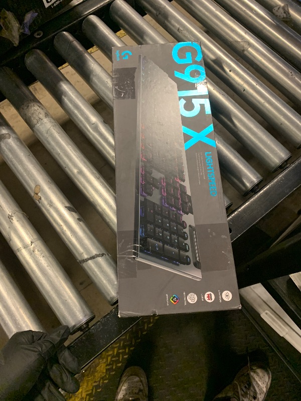 Photo 1 of Logitech G915 X Lightspeed Low-Profile Wireless Gaming Keyboard, Double-Shot PBT Keycaps, Fully Programmable Keys, RGB Backlighting, Sleek Aluminum Finishing, GL Red Linear Switches - PC/Mac - Black