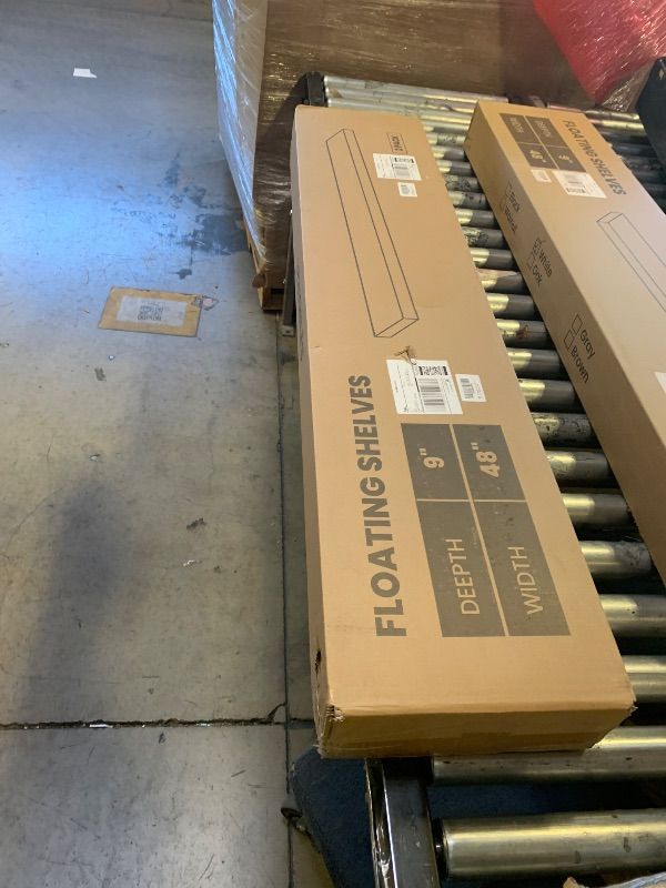 Photo 1 of Venusmiles Floating Shelves for Wall, Engineered Wood Wall Shelves with Invisible Brackets for Living Room Bedroom Bathroom Office Kitchen Decor and Storage (White, 48" W x 9" D x 1.5" H) Set of 2