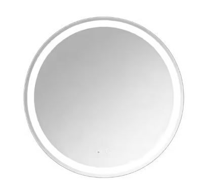 Photo 1 of White 28 in. W x 28 in. H Anti-Fog LED Wall-Mounted Round Frameless Mirror (3-Color Dimmable)