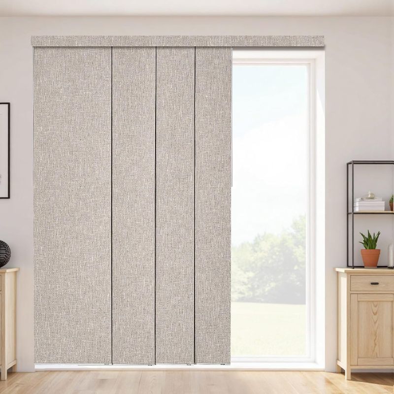 Photo 1 of VEVOR Panel Track Blinds, Extendable Track from 45.8 in to 86 in W, Trimmable Panel Curtains Up to 96 in H, Vertical Blackout Panel Blinds for Sliding Doors, Patio Doors, Room Divider, Windows, Brown