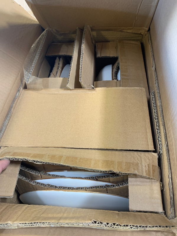 Photo 1 of Stone Lain Brasa Stoneware 32 Piece Modern Dinnerware Set, Plates and Bowls, Service for 8, White, Microwave & Dishwasher Safe