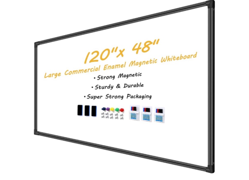 Photo 1 of Magnetic Dry Erase Board for Wall 120"x48" Premium Belgian Enamel Whiteboard - Commercial Grade Porcelain Wall-Mounted Board - Zero Ghosting, Stain-Resistant Surface for Office, Home, Classroom (factory sealed) 