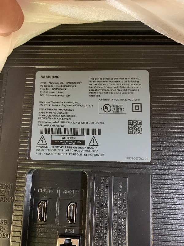Photo 1 of Samsung 43-Inch Class Crystal UHD U8000F 4K Smart TV (2025 Model) Endless Free Content, Processor, MetalStream Design, Knox Security, Alexa Built-in