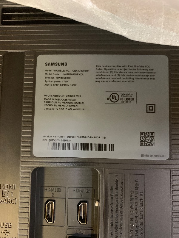 Photo 1 of Samsung 43-Inch Class Crystal UHD U8000H Series Samsung Vision AI Smart TV (2026 Model, 43U8000H) Crystal Processor 4K, Endless Free Content, Motion Xcelerator, Color Booster, Alexa Built-in