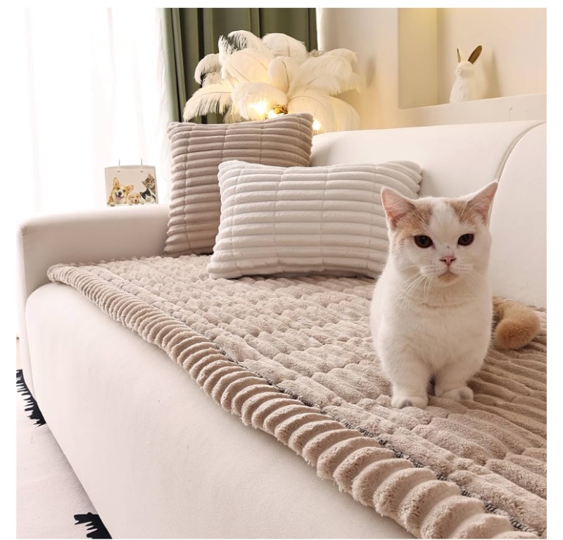 Photo 1 of Couch Cover for Sofa, Sectional Couch Cover for Dogs, Sofa Cover Washable, Cushion Cover Blanket Pad Bed Mat for Pets, Fleece Furniture Protector, Brown, 23.6x82.7in