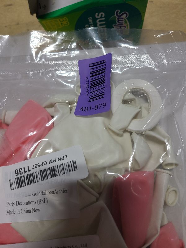 Photo 1 of 136pcs Pink and White Gold Balloon Arch Garland Kit with Pink White Metallic Gold Balloons for Birthday Bridal Baby Shower Decorations