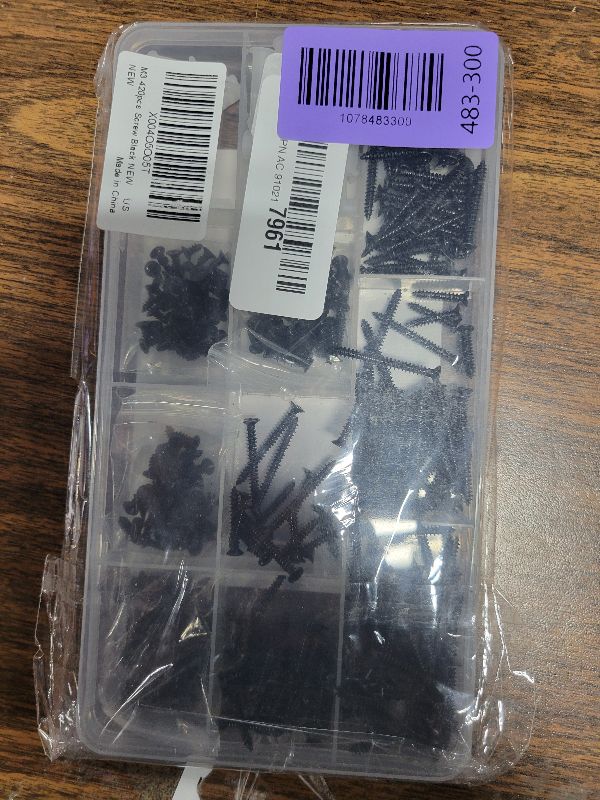Photo 1 of #4 Flat Head Small Wood Screws Assortment kit 420Pcs, Black Phillips Short Screw, Carbon Steel, Cabinet Hinge Mounting, Electronics DIY Micro Screws Fasteners Set, Contains 20pcs M6 Screw Anchors